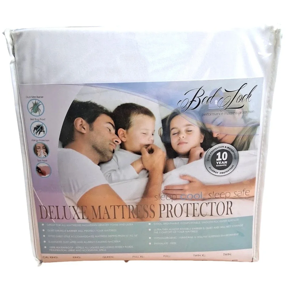 Bed Lock Deluxe Mattress Protector King Size Waterproof White Allergy Protection